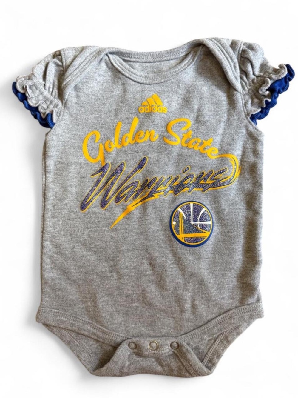 adidas Gray, Yellow & Blue Golden State Warriors Baby Bodysuit
